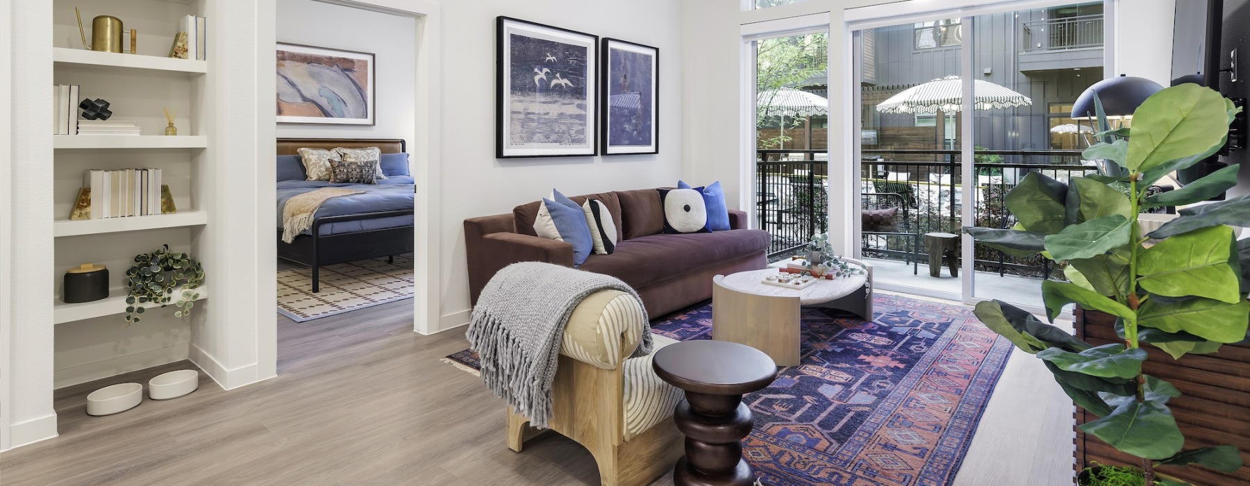 Open space living area with natural lighting