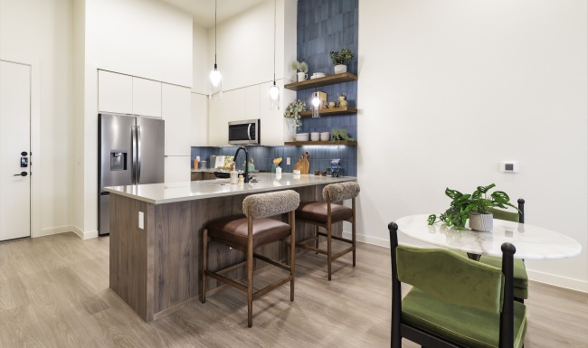 Well-lit kitchen with ample counter space